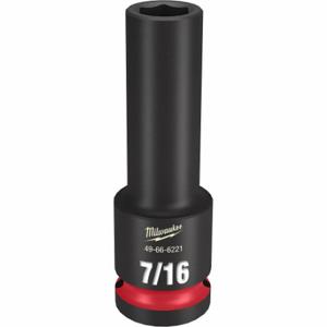 MILWAUKEE 49-66-6221 Deep Impact Socket, 1/2 Inch Drive Size, 7/16 Inch Socket Size, 6-Point, Deep | CT3LKV 61DL05