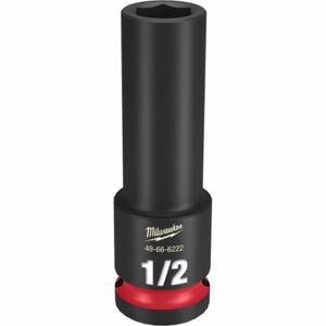 MILWAUKEE 49-66-6222 Deep Impact Socket, 1/2 Inch Drive Size, 1/2 Inch Socket Size, 6-Point, Deep | CT3LJL 61DL06