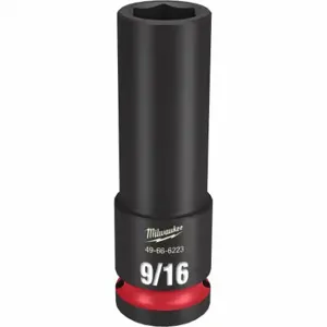 MILWAUKEE 49-66-6223 Deep Impact Socket, 1/2 Inch Drive Size, 9/16 Inch Socket Size, 6-Point, Deep | CT3LYC 61DL07