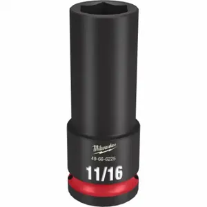 MILWAUKEE 49-66-6225 Deep Impact Socket, 1/2 Inch Drive Size, 11/16 Inch Socket Size, 6-Point, Deep | CT3LJP 61DL09