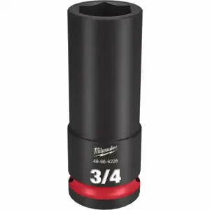 MILWAUKEE 49-66-6226 Deep Impact Socket, 1/2 Inch Drive Size, 3/4 Inch Socket Size, 6-Point, Deep | CT3LKL 61DL10