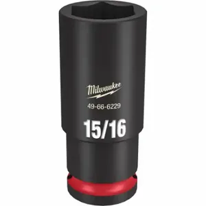 MILWAUKEE 49-66-6229 Deep Impact Socket, 1/2 Inch Drive Size, 15/16 Inch Socket Size, 6-Point, Deep | CT3LJV 61DL13