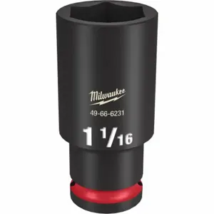 MILWAUKEE 49-66-6231 Deep Impact Socket, 1/2 Inch Drive Size, 1 1/16 Inch Socket Size, 6-Point, Deep | CT3LJB 61DL15