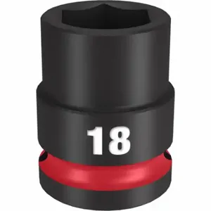 MILWAUKEE 49-66-6250 Standard Impact Socket, 1/2 Inch Drive Size, 18 mm Socket Size, 6-Point | CT3LXY 61DL34