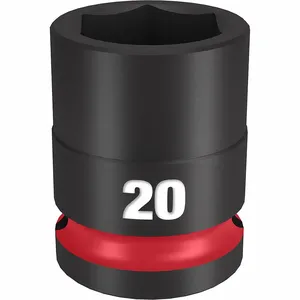 MILWAUKEE 49-66-6252 Standard Impact Socket, 1/2 Inch Drive Size, 20 mm Socket Size, 6-Point | CT3LRU 61DL36