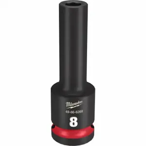 MILWAUKEE 49-66-6269 Deep Impact Socket, 1/2 Inch Drive Size, 8 mm Socket Size, 6-Point, Deep, Black Phosphate | CT3LKX 61DL53