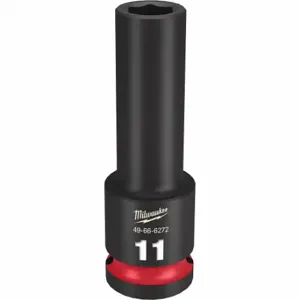 MILWAUKEE 49-66-6272 Deep Impact Socket, 1/2 Inch Drive Size, 11 mm Socket Size, 6-Point, Deep, Black Phosphate | CT3LJN 61DL56