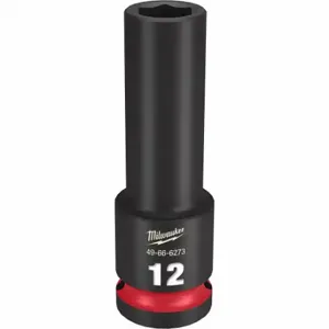 MILWAUKEE 49-66-6273 Deep Impact Socket, 1/2 Inch Drive Size, 12 mm Socket Size, 6-Point, Deep, Black Phosphate | CT3LJQ 61DL57