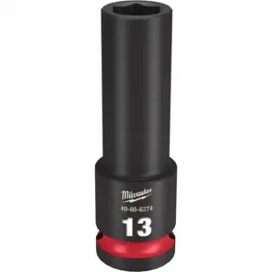 MILWAUKEE 49-66-6274 Deep Impact Socket, 1/2 Inch Drive Size, 13 mm Socket Size, 6-Point, Deep, Black Phosphate | CT3LJR 61DL58