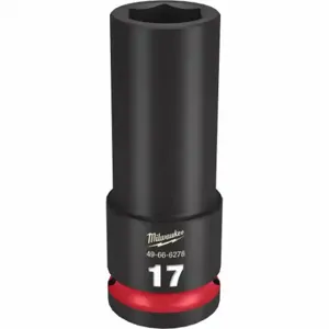 MILWAUKEE 49-66-6278 Deep Impact Socket, 1/2 Inch Drive Size, 17 mm Socket Size, 6-Point, Deep, Black Phosphate | CT3LJX 61DL62