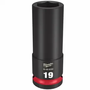 MILWAUKEE 49-66-6280 Deep Impact Socket, 1/2 Inch Drive Size, 19 mm Socket Size, 6-Point, Deep, Black Phosphate | CT3LJZ 61DL64