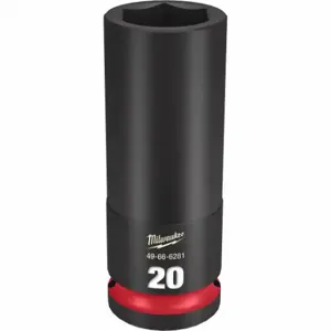 MILWAUKEE 49-66-6281 Deep Impact Socket, 1/2 Inch Drive Size, 20 mm Socket Size, 6-Point, Deep, Black Phosphate | CT3LKA 61DL65