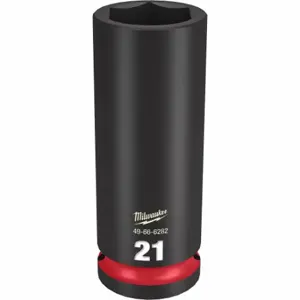 MILWAUKEE 49-66-6282 Deep Impact Socket, 1/2 Inch Drive Size, 21 mm Socket Size, 6-Point, Deep, Black Phosphate | CT3LKB 61DL66