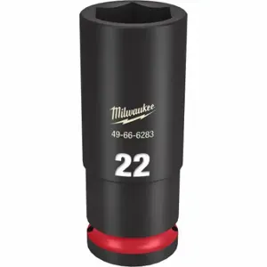 MILWAUKEE 49-66-6283 Deep Impact Socket, 1/2 Inch Drive Size, 22 mm Socket Size, 6-Point, Deep, Black Phosphate | CT3LKC 61DL67