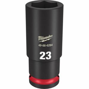 MILWAUKEE 49-66-6284 Deep Impact Socket, 1/2 Inch Drive Size, 23 mm Socket Size, 6-Point, Deep, Black Phosphate | CT3LKD 61DL68