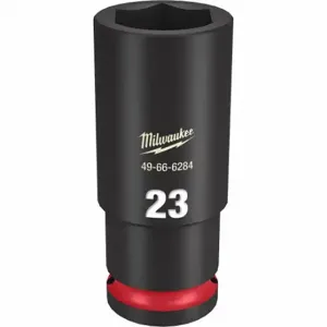 MILWAUKEE 49-66-6284 Deep Impact Socket, 1/2 Inch Drive Size, 23 mm Socket Size, 6-Point, Deep, Black Phosphate | CT3LKD 61DL68