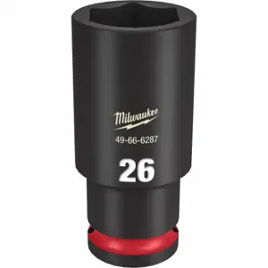 MILWAUKEE 49-66-6287 Deep Impact Socket, 1/2 Inch Drive Size, 26 mm Socket Size, 6-Point, Deep, Black Phosphate | CT3LKG 61DL71