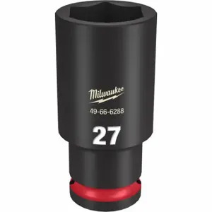 MILWAUKEE 49-66-6288 Deep Impact Socket, 1/2 Inch Drive Size, 27 mm Socket Size, 6-Point, Deep, Black Phosphate | CT3LKH 61DL72