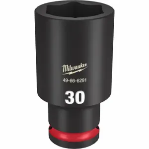 MILWAUKEE 49-66-6291 Deep Impact Socket, 1/2 Inch Drive Size, 30 mm Socket Size, 6-Point, Deep, Black Phosphate | CT3LKN 61DL75