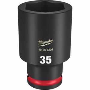 MILWAUKEE 49-66-6296 Deep Impact Socket, 1/2 Inch Drive Size, 35 mm Socket Size, 6-Point, Deep, Black Phosphate | CT3LKT 61DL80