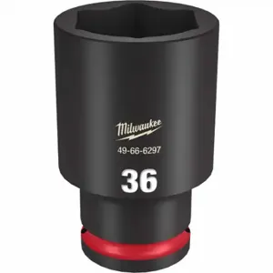 MILWAUKEE 49-66-6297 Deep Impact Socket, 1/2 Inch Drive Size, 36 mm Socket Size, 6-Point, Deep, Black Phosphate | CT3LKU 61DL81