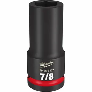 MILWAUKEE 49-66-6337 Deep Impact Socket, 3/4 Inch Drive Size, 7/8 Inch Socket Size, 6-Point, Deep | CT3LNF 61DM12