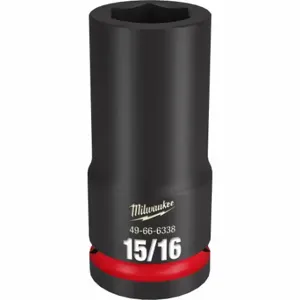 MILWAUKEE 49-66-6338 Deep Impact Socket, 3/4 Inch Drive Size, 15/16 Inch Socket Size, 6-Point, Deep | CT3LLT 61DM13