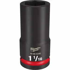 MILWAUKEE 49-66-6340 Deep Impact Socket, 3/4 Inch Drive Size, 1 1/16 Inch Socket Size, 6-Point, Deep | CT3LKZ 61DM15