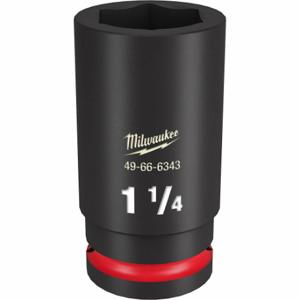 MILWAUKEE 49-66-6343 Deep Impact Socket, 3/4 Inch Drive Size, 1 1/4 Inch Socket Size, 6-Point, Deep | CT3LLB 61DM18