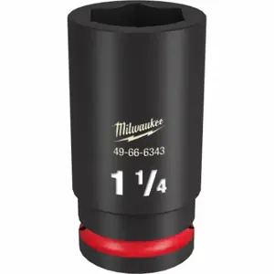 MILWAUKEE 49-66-6343 Deep Impact Socket, 3/4 Inch Drive Size, 1 1/4 Inch Socket Size, 6-Point, Deep | CT3LLB 61DM18