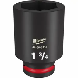 MILWAUKEE 49-66-6351 Deep Impact Socket, 3/4 Inch Drive Size, 1 3/4 Inch Socket Size, 6-Point, Deep | CT3LLH 61DM26