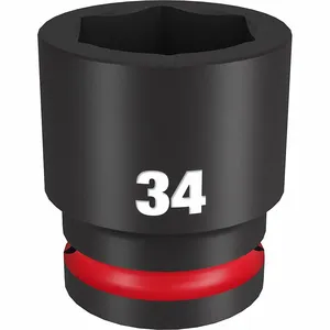 MILWAUKEE 49-66-6372 Standard Impact Socket, 3/4 Inch Drive Size, 34 mm Socket Size, 6-Point | CT3LVF 61DM47