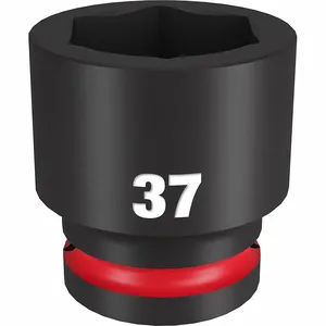 MILWAUKEE 49-66-6375 Standard Impact Socket, 3/4 Inch Drive Size, 37 mm Socket Size, 6-Point | CT3LVH 61DM50