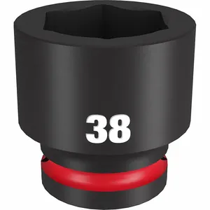 MILWAUKEE 49-66-6376 Standard Impact Socket, 3/4 Inch Drive Size, 38 mm Socket Size, 6-Point | CT3LVJ 61DM51