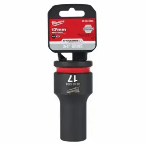 MILWAUKEE 49-66-6393 Deep Impact Socket, 3/4 Inch Drive Size, 17 mm Socket Size, 6-Point, Deep, Black Phosphate | CT3LLU 61DM65