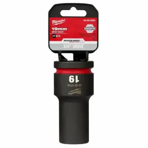 MILWAUKEE 49-66-6394 Deep Impact Socket, 3/4 Inch Drive Size, 19 mm Socket Size, 6-Point, Deep, Black Phosphate | CT3LLV 61DM66