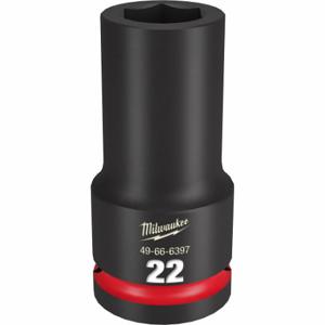 MILWAUKEE 49-66-6397 Deep Impact Socket, 3/4 Inch Drive Size, 22 mm Socket Size, 6-Point, Deep, Black Phosphate | CT3LLZ 61DM69