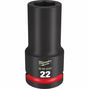 MILWAUKEE 49-66-6397 Deep Impact Socket, 3/4 Inch Drive Size, 22 mm Socket Size, 6-Point, Deep, Black Phosphate | CT3LLZ 61DM69