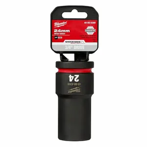 MILWAUKEE 49-66-6399 Deep Impact Socket, 3/4 Inch Drive Size, 24 mm Socket Size, 6-Point, Deep, Black Phosphate | CT3LMB 61DM71