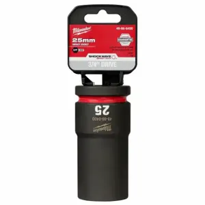 MILWAUKEE 49-66-6400 Deep Impact Socket, 3/4 Inch Drive Size, 25 mm Socket Size, 6-Point, Deep, Black Phosphate | CT3LMC 61DM72