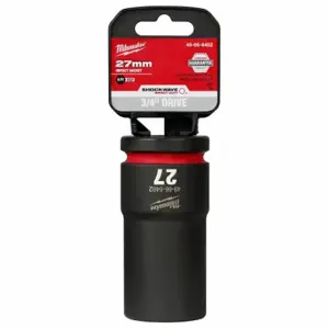 MILWAUKEE 49-66-6402 Deep Impact Socket, 3/4 Inch Drive Size, 27 mm Socket Size, 6-Point, Deep, Black Phosphate | CT3LME 61DM74