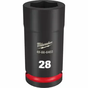 MILWAUKEE 49-66-6403 Deep Impact Socket, 3/4 Inch Drive Size, 28 mm Socket Size, 6-Point, Deep, Black Phosphate | CT3LMF 61DM75