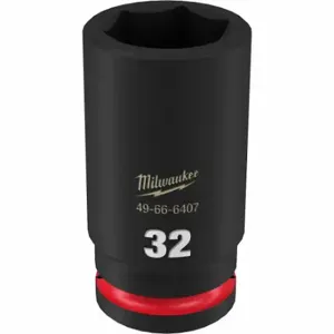 MILWAUKEE 49-66-6407 Deep Impact Socket, 3/4 Inch Drive Size, 32 mm Socket Size, 6-Point, Deep, Black Phosphate | CT3LML 61DM79