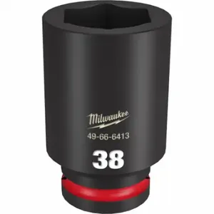 MILWAUKEE 49-66-6413 Deep Impact Socket, 3/4 Inch Drive Size, 38 mm Socket Size, 6-Point, Deep, Black Phosphate | CT3LMT 61DM85