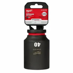 MILWAUKEE 49-66-6415 Deep Impact Socket, 3/4 Inch Drive Size, 40 mm Socket Size, 6-Point, Deep, Black Phosphate | CT3LMV 61DM87