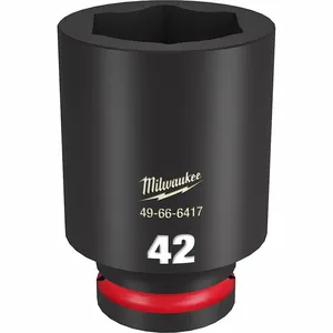 MILWAUKEE 49-66-6417 Deep Impact Socket, 3/4 Inch Drive Size, 42 mm Socket Size, 6-Point, Deep, Black Phosphate | CT3LMX 61DM89