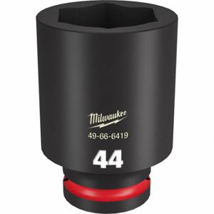 MILWAUKEE 49-66-6419 Deep Impact Socket, 3/4 Inch Drive Size, 44 mm Socket Size, 6-Point, Deep, Black Phosphate | CT3LMZ 61DM91
