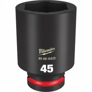 MILWAUKEE 49-66-6420 Deep Impact Socket, 3/4 Inch Drive Size, 45 mm Socket Size, 6-Point, Deep, Black Phosphate | CT3LYE 61DM92