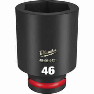 MILWAUKEE 49-66-6421 Deep Impact Socket, 3/4 Inch Drive Size, 46 mm Socket Size, 6-Point, Deep, Black Phosphate | CT3LNA 61DM93