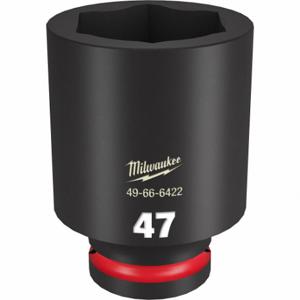 MILWAUKEE 49-66-6422 Deep Impact Socket, 3/4 Inch Drive Size, 47 mm Socket Size, 6-Point, Deep, Black Phosphate | CT3LNB 61DM94